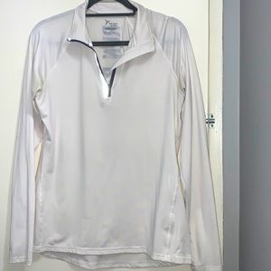 White athletic long sleeve shirt